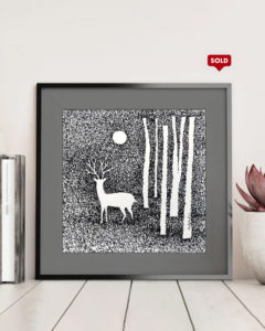 the-deer-in-glade-abstract-painting